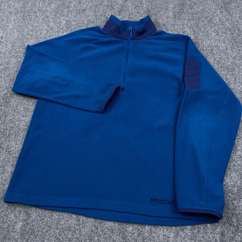 Marmot Reactor 1/2 Zip Fleece Mens Large Blue Polartec Pullover Jacket Logo